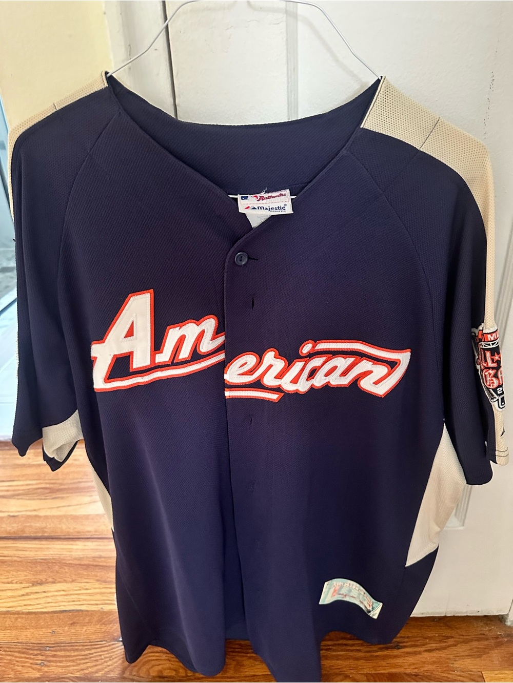 Majestic Navy & Cream 'American' Team Baseball Jersey